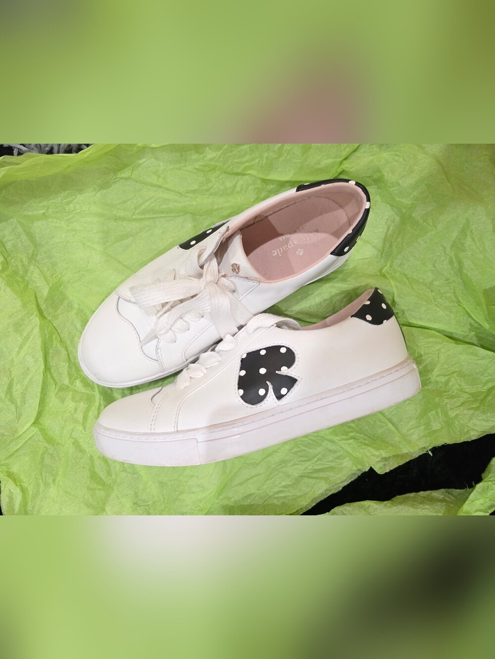 Kate Spade White Leather Polka Dot Heart Sneakers